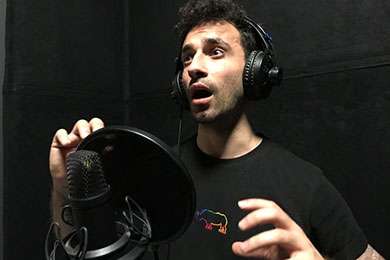 Voice actor in studio