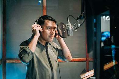 Voice actor in studio