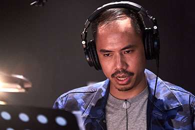 Voice actor in studio