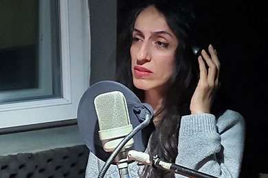 Voice actor in studio