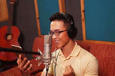 Voice actor in studio